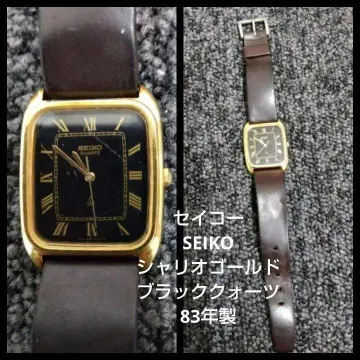 세이코 SEIKO 샤리오 골드 블랙 쿼츠 83년산 [배터리 교환 완료]