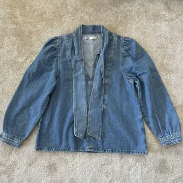 ZARA 리본 데님 블라우스 S