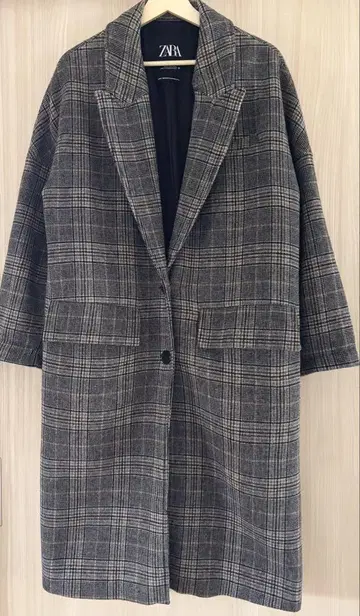 ZARA 체스터 코트 그레이 계열 체크