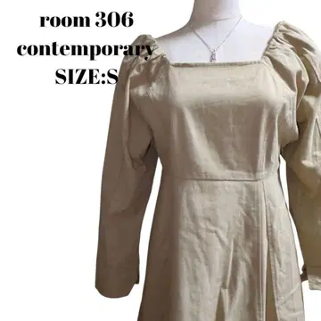 [ 고급 ] ROOM306 스퀘어 넥 코튼 원피스 S 베이지