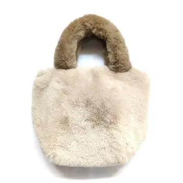 RICHE 인조 모피 백 베이지 미사용 새상품