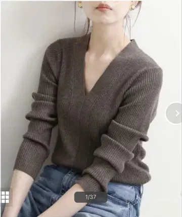 IENA 3x3 리브 V넥 풀오버 그레이B