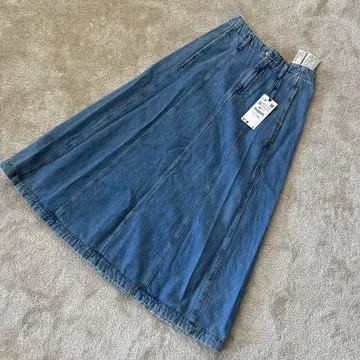 ZARA 데님 블루 플레어 롱 스커트 XS