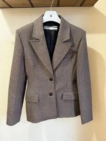ZARA 자라 하운드투스 체크 테일러드 자켓 M