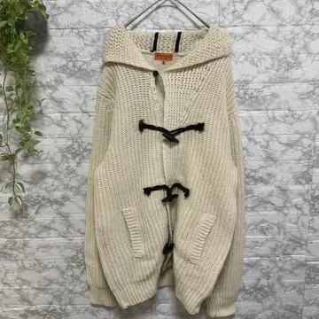WILKES BASHFORD 남성용 M 아이보리 니트 더플 코트