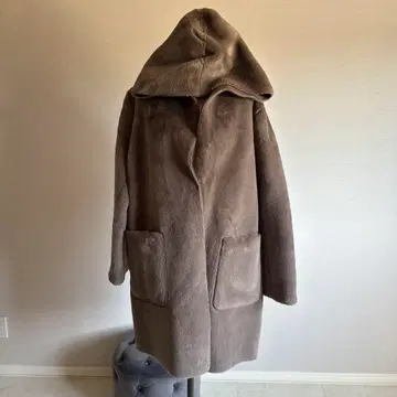 후드 부착 그레이 롱 코트 ZARA