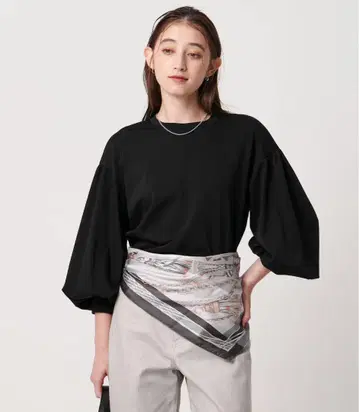 유나이티드 애로우즈 분또 벌룬 슬리브 티셔츠 블랙