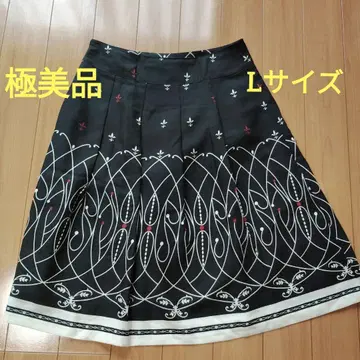 여성용 블랙 플레어 스커트 무릎 아래 L 사이즈