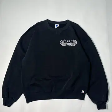 90s 러셀 USA제 맨투맨 L 블랙 블랙 앞V 7225