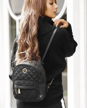 rady 퀼팅 백팩 블랙 골드 체인