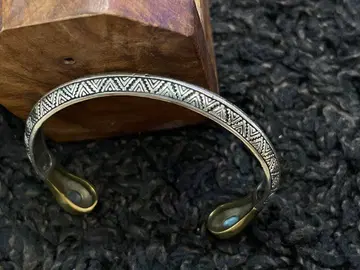 인디언 스탬프 터콰이즈 뱅글 실버925 네이티브