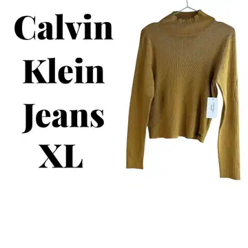 새상품급 Calvin Klein Jeans 긴팔 스웨터 XL 머스타드