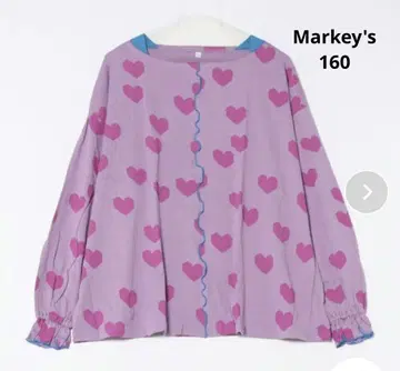 MARKEY'S 퍼플 하트 무늬 긴팔 셔츠 160