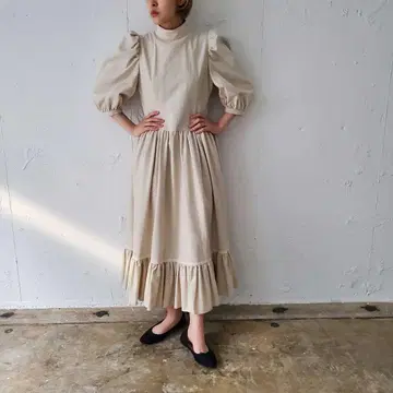 foufou 하이넥 개더 드레스