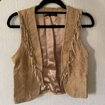 blancheur 프린지 자수 베스트 베이지