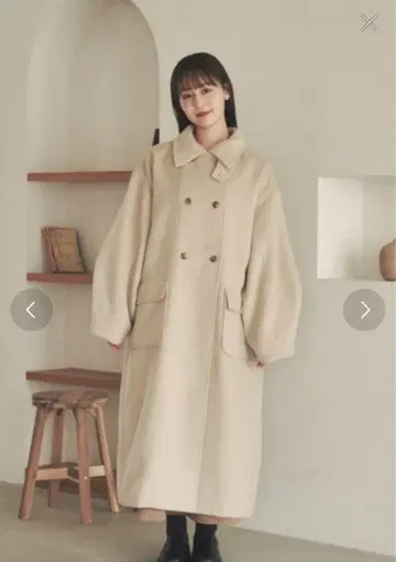 moitytto 플랩 포켓 스탠드 카라 롱 코트 내추럴 S