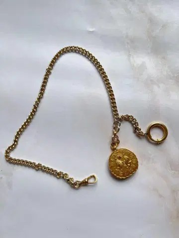 앤티크 회중시계 체인 쇄 방위 나침반 제기 체인 1/20 12k G.F