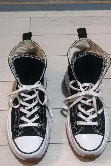 컨버스 란스타하이크 블랙 스니커즈 통굽