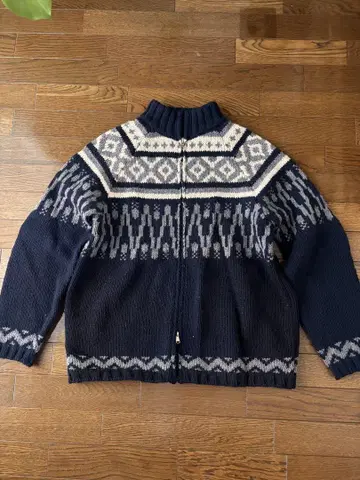 드라이버즈 니트 노르딕 무늬 더블 지퍼 스웨터 니트