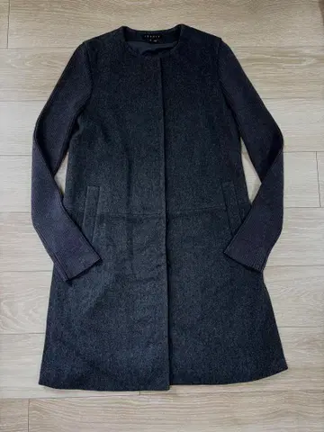 띠어리 노카라 코트 리브 니트 슬릿 포함 S 새상품급