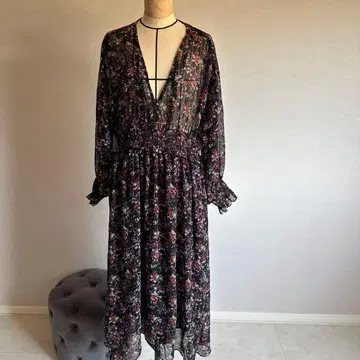 꽃무늬 롱 원피스 블랙 ZARA