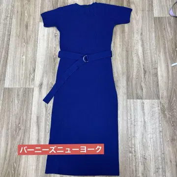 BARNEYS NEW YORK 네이비 니트 원피스 반팔