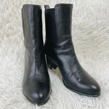 새상품급 UNITED ARROWS 가죽 사이드 고어 부츠 블랙 35.5