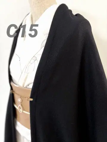 C-15 얇은 겉옷 울 혼방 블랙 모몽가 코트 긴 겉옷 모몽가 코트