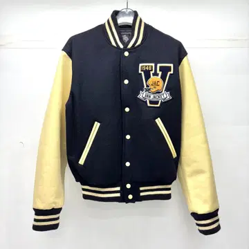 새상품급 VAN JAKET 바시티 자켓 M 블랙 옐로우 계열 소가죽