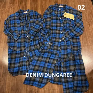 2만 약 DENIM DUNGAREE 데님 던거리 체크 무늬 셔츠 원피스