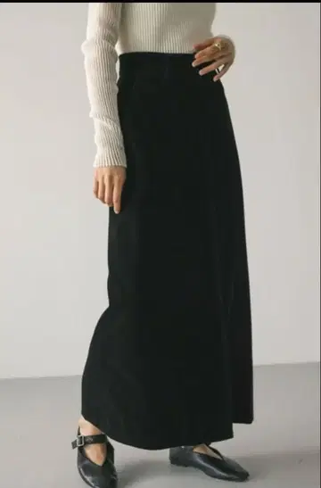 STYLEMIXER 벨로아 지퍼 스트레이트 스커트