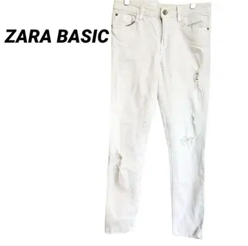 2061M ZARA 데미지 진 스키니 데님 팬츠 화이트