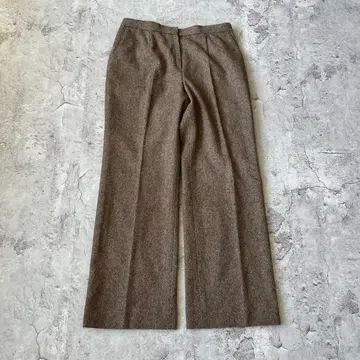 컨디션 최상 일본제 고급 울 트위드 와이드 팬츠 브라운 깔끔한 슬랙스