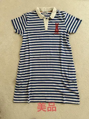 Jack bunny 블루 화이트 스트라이프 폴로 셔츠 원피스