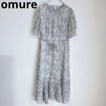 omure 셔츠 원피스 꽃무늬 페미닌 롱 원피스 블루 F