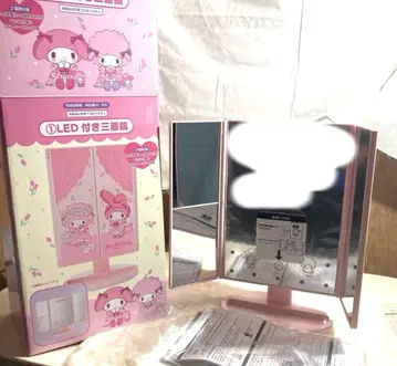 미사용품 보호 필름 부착 마이멜로디 LED 부착 삼면경 산리오 당첨 복권