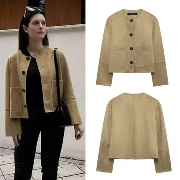 [ ZARA ] 노카라 스웨이드풍 자켓 S 베이지