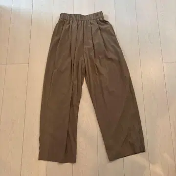 브라운 와이드 팬츠 허리밴딩