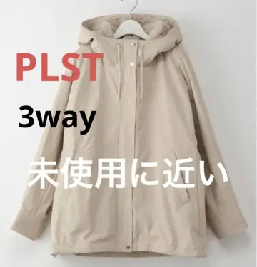 PLST 플라스테 플리스 안감 부착 크림색 3way 마운틴 후드티 L