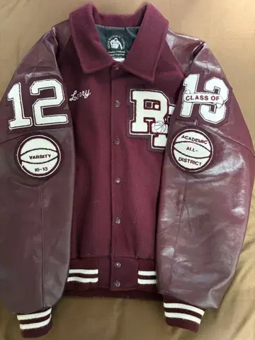 TEJAS MANUFACTURING 바시티 자켓 버건디 색상 빈티지