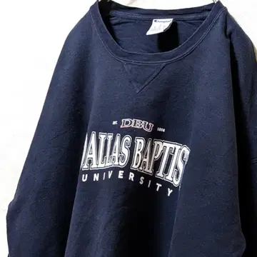 챔피온 댈러스 침례 대학 로고 맨투맨 트레이닝복 네이비 색 L 구제 의류