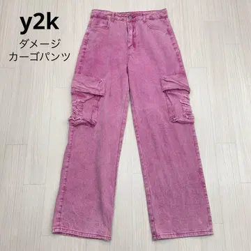 y2k 데미지 와이드 카고 팬츠 코튼 100% 댄스 의상