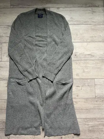 폴로 랄프로렌 롱 가디건 그레이 리브 편 캐시미어 블렌드 S