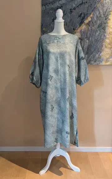 순수 실크 총시보리 기모노 리메이크 7부 소매 풀오버