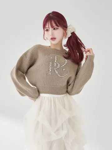 [ 새상품 미사용 ] 다리치 darichDR 비쥬 볼륨 리브 니트탑