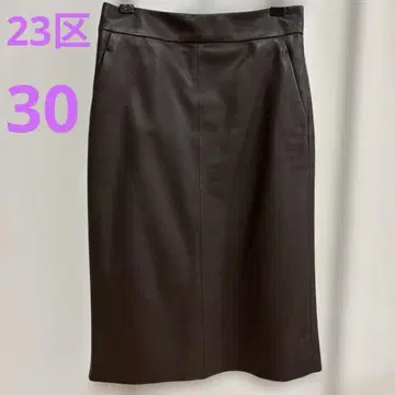23구 다크 브라운 타이트 스커트 시어링 가죽 30