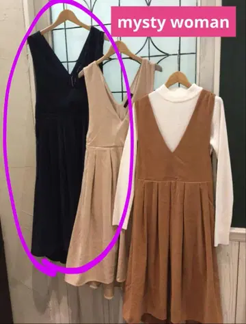 에스테르 트윌 피치 언밸런스 헴 원피스*다크 네이비