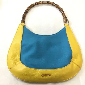 GUY LAROCHE 대나무 핸들 블루 옐로우 백