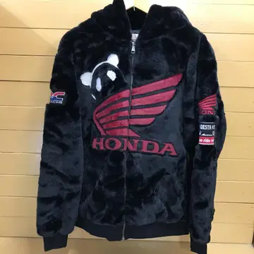 팬디에스타 HONDA 콜라보 HRC 인조 모피 풀 집업 후드티