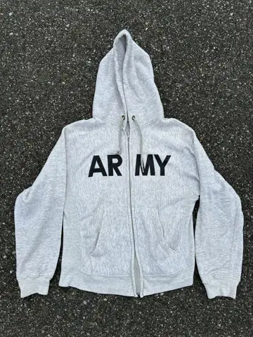 ARMY 프린트 그레이 풀 집업 후드티 S us army 90s